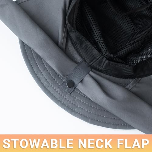 PFFY Sun Bucket Hats for Men Women Fishing Hat UV Protection Wide Brim Beach Safari Hat with Neck Flap - color: Green (With Neck Flap)
