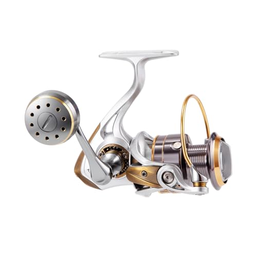 Long Shot Spinning Reel with Stainless Steel Gear, Heavy Tackle Saltwater Fishing Reel, 13+1BBS Smooth Surf Spinning Fishing Reel, 22KG/49Lbs Max Drag, Metal Trolling Reel Size 3000-6000 - size: Aston-4000