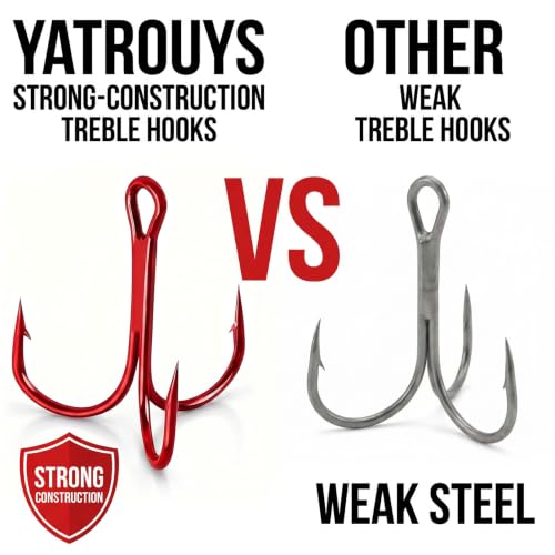 100pcs Fishing Hook Treble Hooks High Carbon Treble Hooks Super Sharp Solid Size 2 4 6 8 10 12 Triple Barbed Steel Fish Hook - color: Red, size: 12#-100pcs