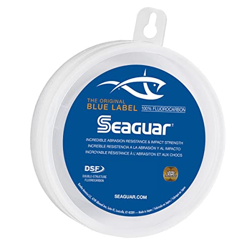 Seaguar Blue Label Fishing Leader Line for Saltwater, 100% Fluorocarbon, Clear, Multiple Sizes - size: 25lbs/100yds