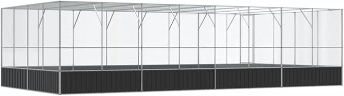 Large Bird Aviary with Extension, Outdoor Galvanized Steel Bird Cage, Galvanized Steel Outdoor Bird Aviary, Mesh Fence Bird House for Small Animals, 327.6"x163"x83.5"