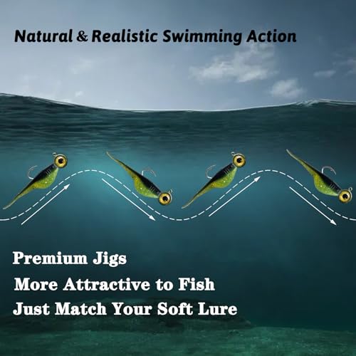 Crappie Jigs,20Pcs Crappie Jig Heads Fishing Jigs for Bass Fishing 1/32oz,1/16oz,1/8oz - color: Pumpkin-green, size: 1/32oz