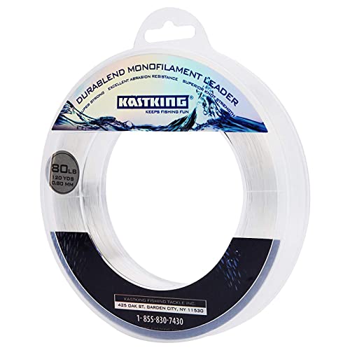 KastKing DuraBlend Monofilament Leader Line - Premium Saltwater Mono Leader Materials - Big Game Spool Size 120Yds/110M - size: 20 LB (Wound on Spool) 0.40mm