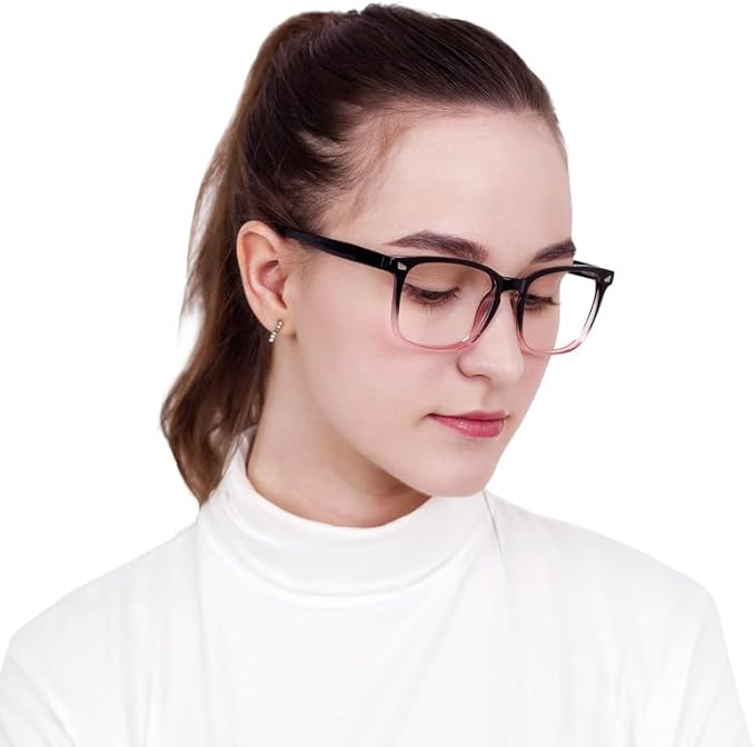 YEIN Bifocal Reading Glasses with Blue Light Blocking Lenses, Bifocal Reader for Women and Men, Vintage Square frame with Spring Hinge (+0.00/+2.00 magnification)