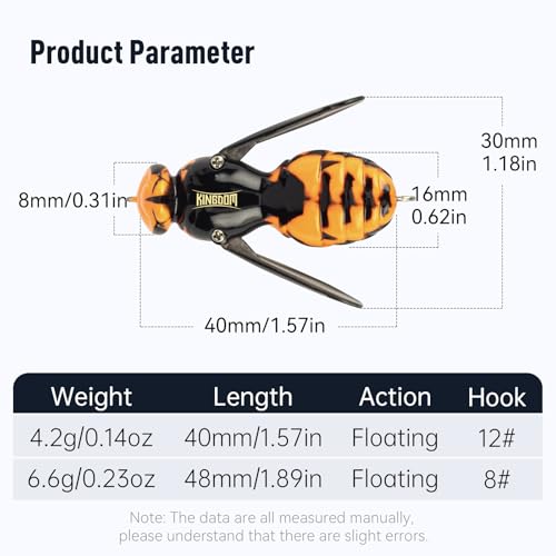 Kingdom Wasp Crawl Bait Insect Bionic Floating Fishing Lures Swimbaits Hard Artificial Baits Lure Freshwater and Saltwater Bass Carp Pike Walleye Fishing ABS Material Carbon Steel Three Book Hook - color: Set3, size: 4.2g