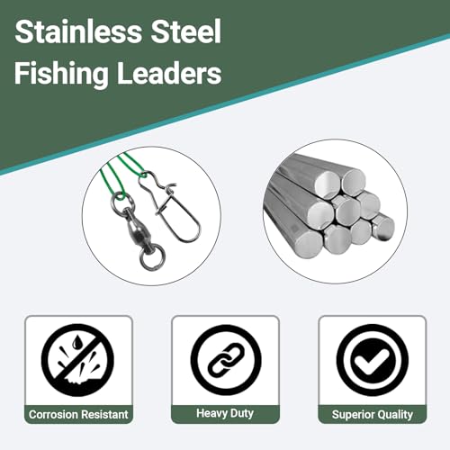 Atibin Fishing Steel Wire Leader Stainless Saltwater Line Fishing Leaders Lure Snap Saltwater Fishing Leader Wire Black Nickel - size: #1 (9.8in-50lb) 20pcs