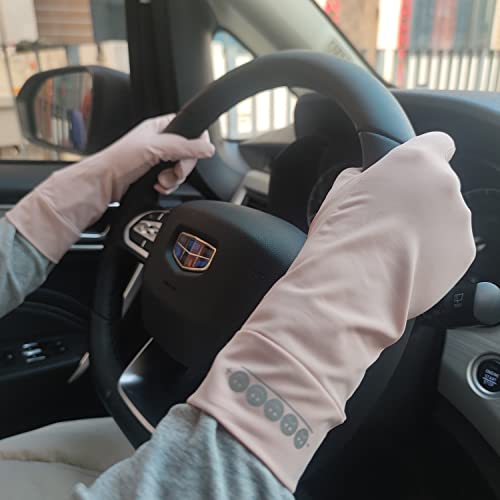 Women's UPF 50+ Sun UV Protection Driving Gloves (for S-M Hands) - color: Pink