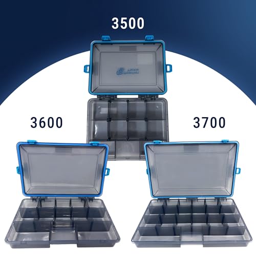 Reaction Tackle Standard Tackle Trays, Plastic Tackle Box Organizers with Four Secure Latches, Removable Dividers and Semi Transparent Lid for Fishing Storage - 3500 (4-Pack) - size: 3500 (4-Pack)