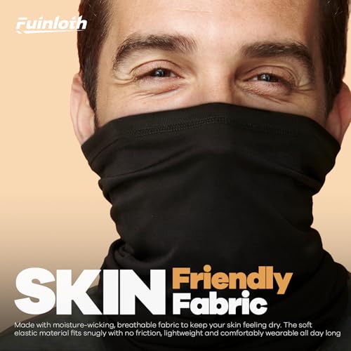 Fuinloth Neck Gaiter, 6 Pack Cooling UV Protection Bandana Face Mask Gator | Breathable Sweat Wicking, UPF 50, Sun Wind Dust Shield, Quick Dry & Washable, 95% Polyester 5% Spandex - color: Black+gray+light Gray+white+green+camo