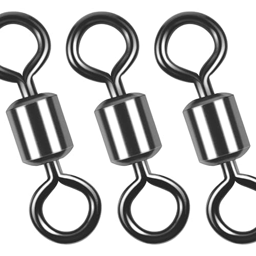 Barrel Swivels Fishing Tackle, 20/80pcs Heavy Duty Fishing Swivel Connector Stainless Steel Black Nickel Rolling Swivels Saltwater Freshwater 30-1322lb - size: 80pcs--4/0--260lb