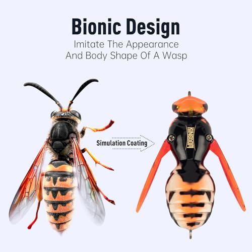 Kingdom Wasp Crawl Bait Insect Bionic Floating Fishing Lures Swimbaits Hard Artificial Baits Lure Freshwater and Saltwater Bass Carp Pike Walleye Fishing ABS Material Carbon Steel Three Book Hook - color: 03, size: 6.6g