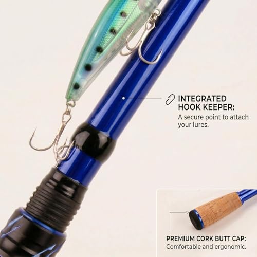 Telescopic Fishing Rod and Reel Combo | 30T Carbon Fiber Spinning Rod with 12+1BB Reel | Portable Lightweight Pole | Bass Trout Panfish | Freshwater Saltwater - color: Bule Rod and Reel