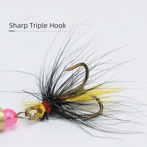 KINGFOREST 12pcs Fishing Lures Spinnerbait for Bass Trout Salmon Walleye Hard Metal Spinner Baits Kit with Tackle Box