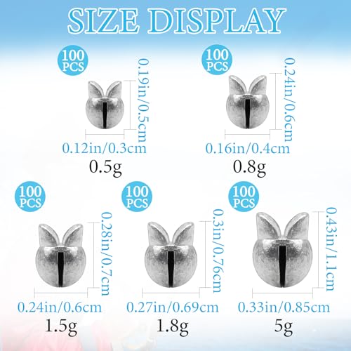 100Pcs Split Shot Fishing Weights Sinkers Open Mouth Design Weight | Large Capacity Removable Lead Assortment Clip On Fishing Accessories for Freshwater Saltwater - style: 3/16oz