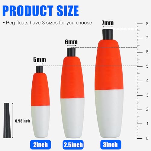 SILANON Peg Floats Fishing Bobbers,Foam Cigar Fishing Floats Bobbers Catfish Floats Slip Fishing Cork Bobbers with Pipe Plug for Catfish Santee Rig Freshwater Saltwater Fishing - size: 2 inch, style: Red-White-30pcs