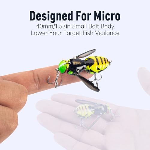 Kingdom Wasp Crawl Bait Insect Bionic Floating Fishing Lures Swimbaits Hard Artificial Baits Lure Freshwater and Saltwater Bass Carp Pike Walleye Fishing ABS Material Carbon Steel Three Book Hook - color: Set3, size: 4.2g