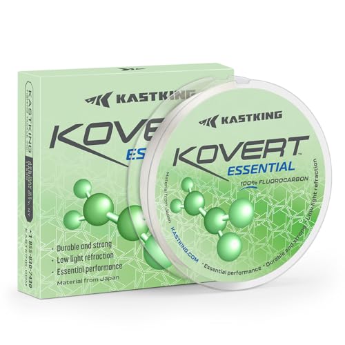 KastKing Kovert 100% Fluorocarbon Fishing Line - Clear Fishing Leader, High Sensitivity, Strong Knot Strength, Shock & Abrasion Resistant, Extreme Clarity, Ultra-Low Visibility, Fast Sinking - color: Kovert Essential (Economic), size: 17LB-50Yds (Clear)