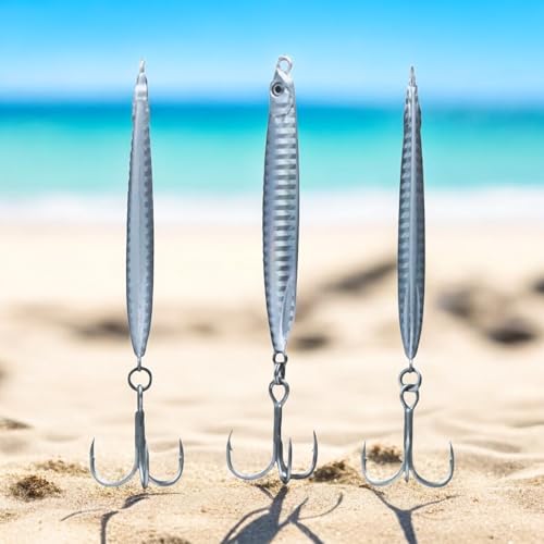 Saltwater Fishing Lures Fishing Jigs Fishing Spoons for Striped bass, Pompano, Spanish Mackerel ，Bluefish - color: Silver (3pcs), size: 1.40oz+2.00oz+2.80oz/40g+60g+80g