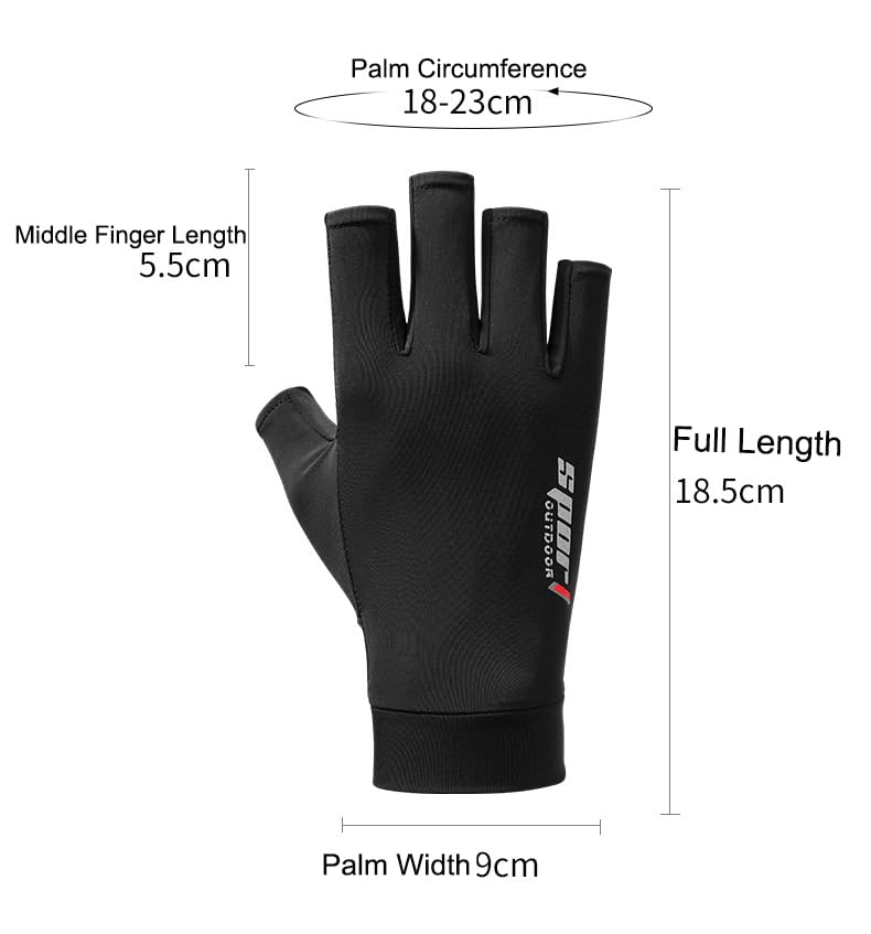 Mealah Lightweight-Fingerless-Gloves for Men - UPF 50+ UV Sun-Protection- Gloves for Fishing Driving Hiking Outdoor - color: Black
