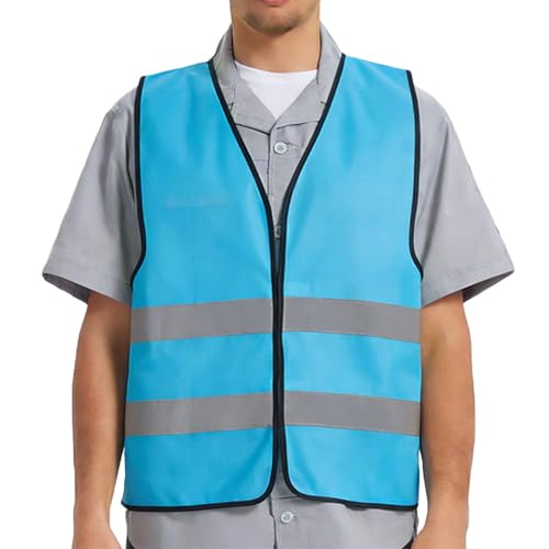 Fishing Vest - Work Vest for Men V Neck Zip Up Lightweight Breathable Sleeveless Utility Jackets Mesh Outwear Vests 2026 - color: 02# Sky Blue
