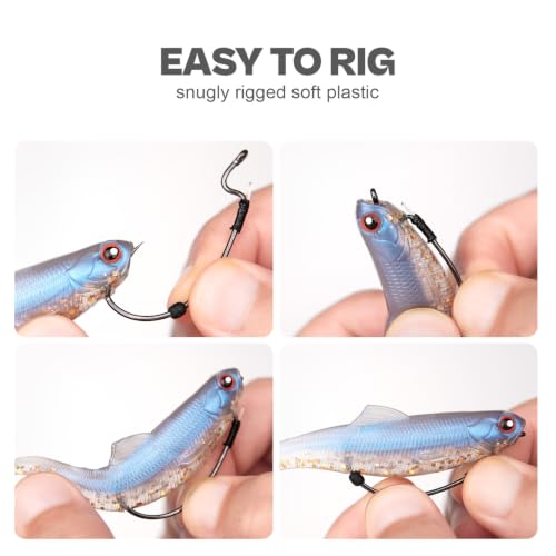 OJY&DOIIIY Offset EWG Worm Fishing Hook, Dual Anti-Slip Bait Keeper System Wide Gap Texas Rig Hook for Soft Plastic Baits 40/30-Pack 1/0 2/0 3/0 4/0 5/0 - size: 3/0 - 40Pack