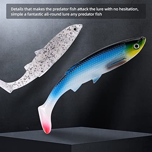 ZHENGYI 4pcs Paddle Tail 14.5g 120mm Fishing Soft Lures 3D Eyes T Tail Artificial Bait Plastic Pike Fishing Lures - color: G