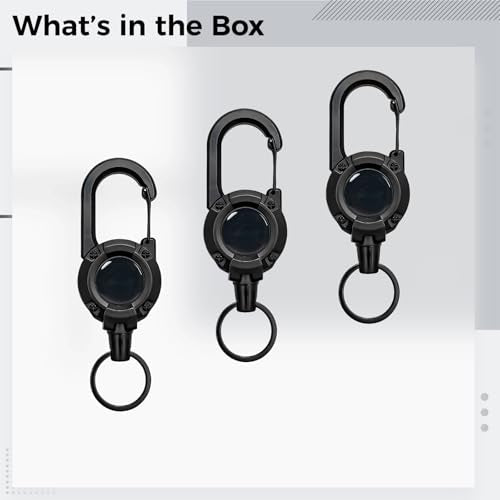 Heavy Duty Retractor Set, 3 Steel Wire Lanyards, Gear Keeper, Keychain & Clip