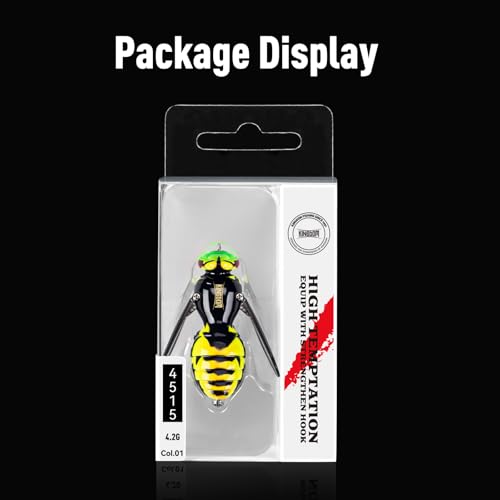 Kingdom Wasp Crawl Bait Insect Bionic Floating Fishing Lures Swimbaits Hard Artificial Baits Lure Freshwater and Saltwater Bass Carp Pike Walleye Fishing ABS Material Carbon Steel Three Book Hook - color: 01, size: 4.2g