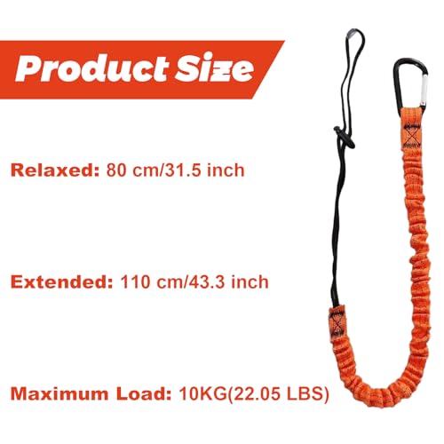 Tool Lanyard with Buckle Strap 5Pcs, 31.5 "-43.3" Extendable Length Tool Tether Lanyard with Carabiner and Adjustable Loop End, Scaffolding Roofing Fall Protection Tool Belts Accessories - size: 5 pack