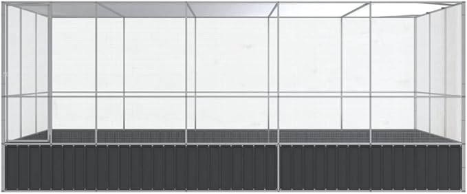 Large Metal Heavy Duty Walk-in Aviary Cage with Extension, Ample Activity Space Bird Cage with Lockable Door Also for Chickens and Rabbits, Silver 203.9"x120.9"x83.5" Steel,-524