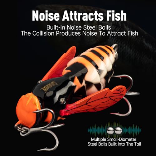 Kingdom Wasp Crawl Bait Insect Bionic Floating Fishing Lures Swimbaits Hard Artificial Baits Lure Freshwater and Saltwater Bass Carp Pike Walleye Fishing ABS Material Carbon Steel Three Book Hook - color: 03, size: 6.6g