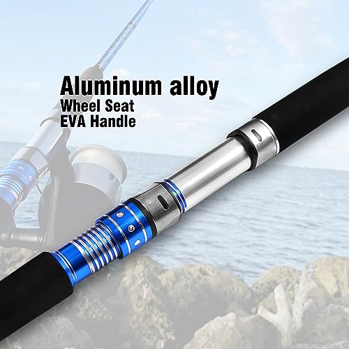 Fiblink 2-Piece Saltwater Spinning Fishing Rod Offshore Graphite Portable Fishing Rod (7 Feet) - style: 8' Heavy