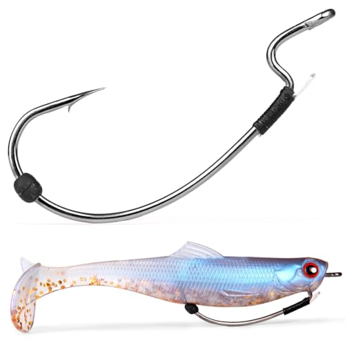 OJY&DOIIIY Offset EWG Worm Fishing Hook, Dual Anti-Slip Bait Keeper System Wide Gap Texas Rig Hook for Soft Plastic Baits 40/30-Pack 1/0 2/0 3/0 4/0 5/0 - size: 5/0 - 30Pack