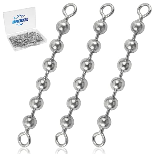 OROOTL Fishing Bead Chain Swivels, 20/40pcs Fishing Swivels Stainless Steel High Speed Trolling Swivels Catfish Swivel Fishing Balls Chain Swivels Fishing Tackle for Freshwater Saltwater - style: 1/8"(3.2mm)-40pcs