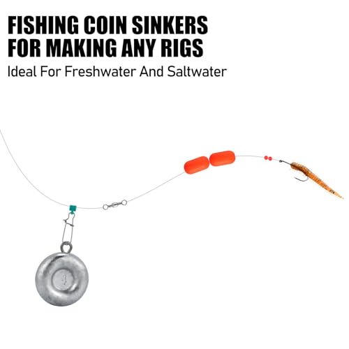 Dr.Fish Fishing Coin Sinkers Lead Fishing Weights Disc Weights No Roll Freshwater Saltwater River Bank Surf Fishing Catfishing - size: 4oz/5 Pack