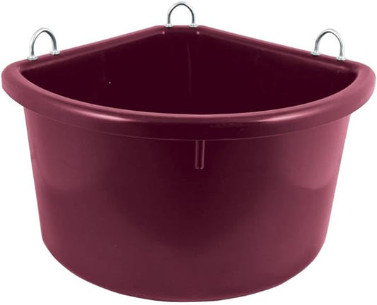 Dura-Tech Platinum Corner Feeder for Horses 30 Quart | Space-Saving Corner Design | Cold Weather Resistant | Color Burgundy