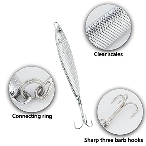 Dr.Fish Fishing Jigs Jigging Spoon Saltwater Fishing Lure Casting Metal Spoon Surf Fishing Mackerel Striper Lures Stinger Bluefish Vertical Diamond Jig - color: Mixed Colors, size: 2oz-3 Pieces
