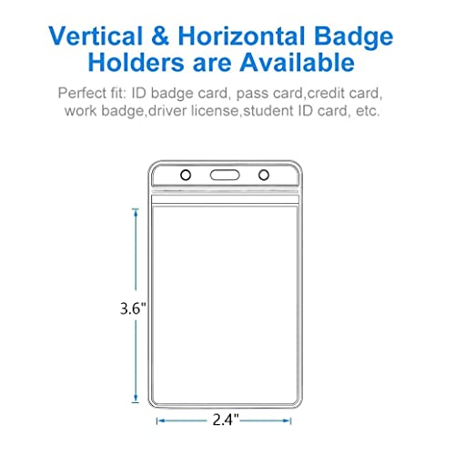 Thick ID Card Name Badge Holder Heavy Duty Waterproof Clear Plastic PVC Vertical Sleeve Pocket Resealable (Vertical, 10 Pcs) - color: Vertical, size: 10 Pcs