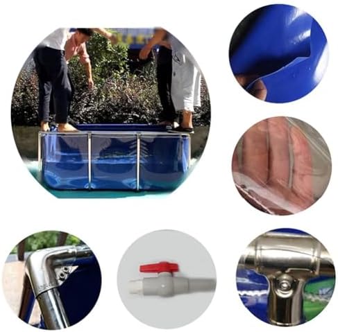 Flexible PVC Fish Breeding Water Tank with Steel Frame, Clear Viewing Window, Easy Assembly, 50x40x30cm - Ideal for Fish & Aquatic Pets in Backyard Pools or Ponds