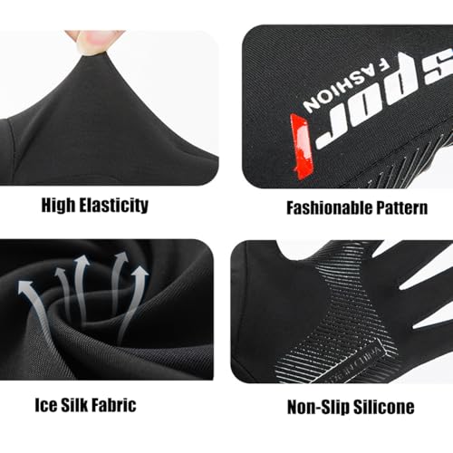 Mealah Lightweight-Fingerless-Gloves for Men - UPF 50+ UV Sun-Protection- Gloves for Fishing Driving Hiking Outdoor - color: Black