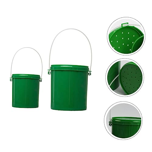 Fishing Bait Bucket 2pcs Worm Bucket Plastic Storage Box para Guardar Plastic Container Container with Lid Bucket Green Fishing Tool Live Lures Bucket