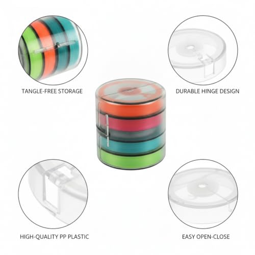 Fishing Line Storage Box, Multi-Axis Spool Organizer for Tackle Management, PP Plastic Container (1 PC) - size: 2.44 x 2.44 x 2.44 in