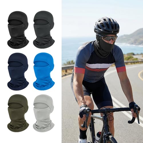 3-6Pcs Balaclava Face Mask, Ski Mask for Men Women, Lightweight UV Protection Hood Breathable Cycling Fish - color: 6pcs-6color-a