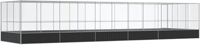 Large Metal Heavy Duty Walk-in Aviary Cage with Extension, Ample Activity Space Bird Cage with Lockable Door Also for Chickens and Rabbits, Silver 448.4"x120.9"x83.5" Steel,-420