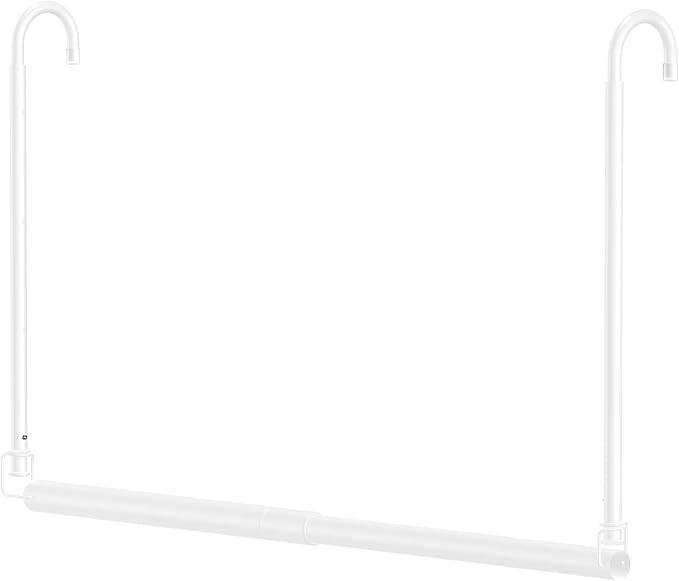 Hanging Closet Rod Adjustable Width Height Closet Rod For Hanging Clothes White 1 Pack Closet Extender Hanging Rod Clothes Space-Saving Hanging Bar Organizer