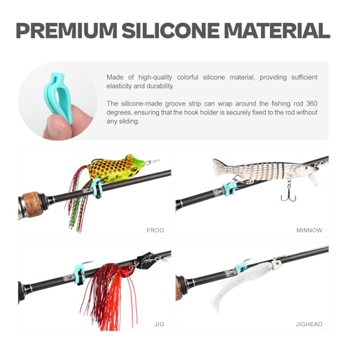 Universal Fishing Hook Keeper - Silicone Secure Holder for All Rods (Ultra Light to Sea), 12-Pack with Nylon Zip Ties - style: Red