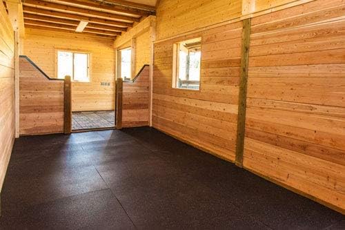 American Floor Tiles - Heavy Duty Stall Tiles - Stable/Horse Tiles - Thick, Durable Rubber Flooring Solid Black 6' x 12' Set 1/2" Thick (18 Tiles Total)