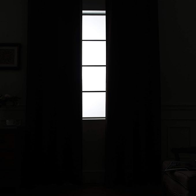 Yakamok 100% Blackout Curtains 84 Inches Long, 2 Thick Layers Heat and Full