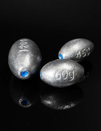 BLUEWING Egg Sinkers Fishing Weights Oval Shaped Fishing Sinkers Lead Fishing Sinker for Saltwater Fishing，1/8 oz to 7 oz - size: #1 1/8oz, 20pcs