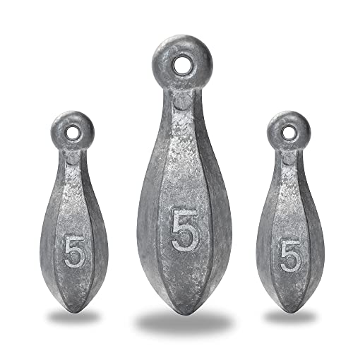 BLUEWING Bank Sinker 1LB/2LB/3LB/5LB/6LB Box Fishing Weights Saltwater Bullet Lead 1oz,2oz,3oz,5oz,8oz,10oz,12oz,16oz,32oz - style: #10 5oz, 6 Pack